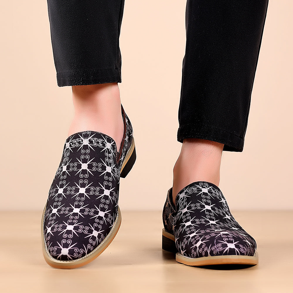 Men's Printed Smoking Loafers PU Leather