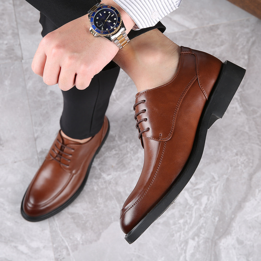 Zapatos Derby lisos con punta Moc para hombre