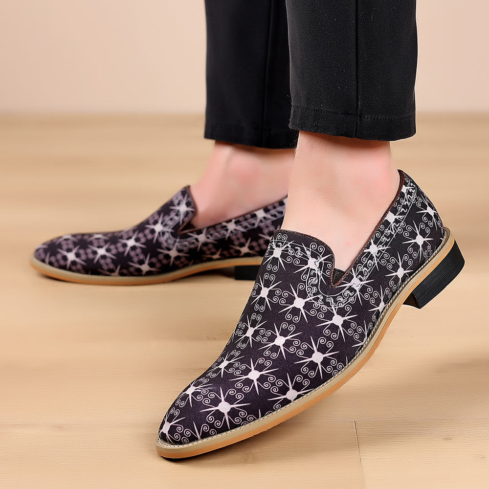 Men's Printed Smoking Loafers PU Leather