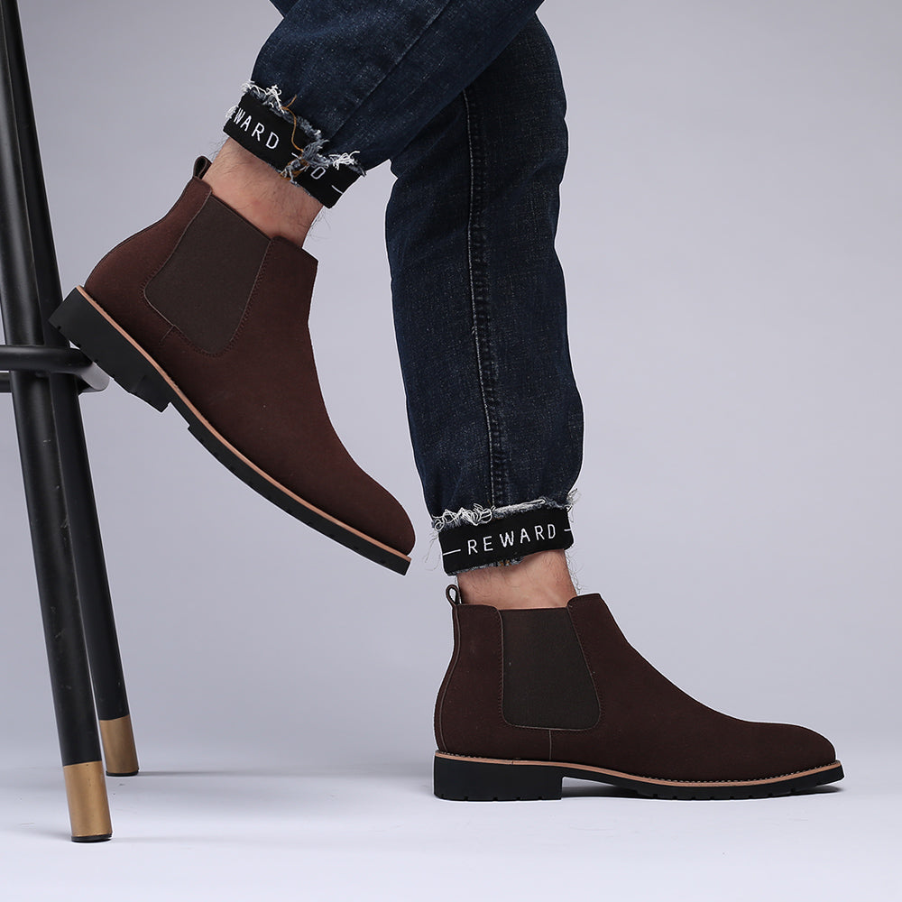 Botas Chelsea de ante para hombre con tacón de 1 pulgada