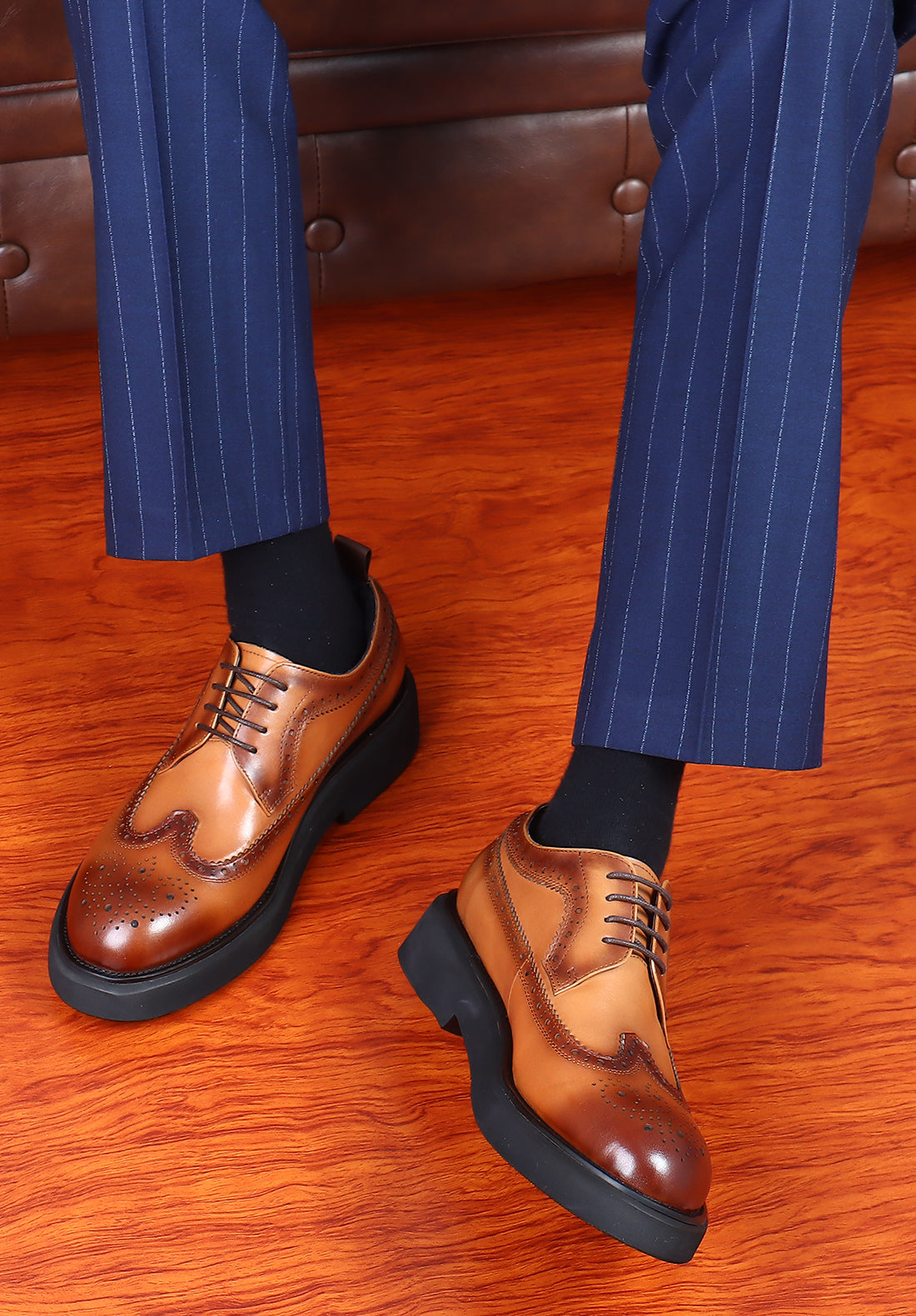 Derby de cuero Brogue Fashion para hombre 