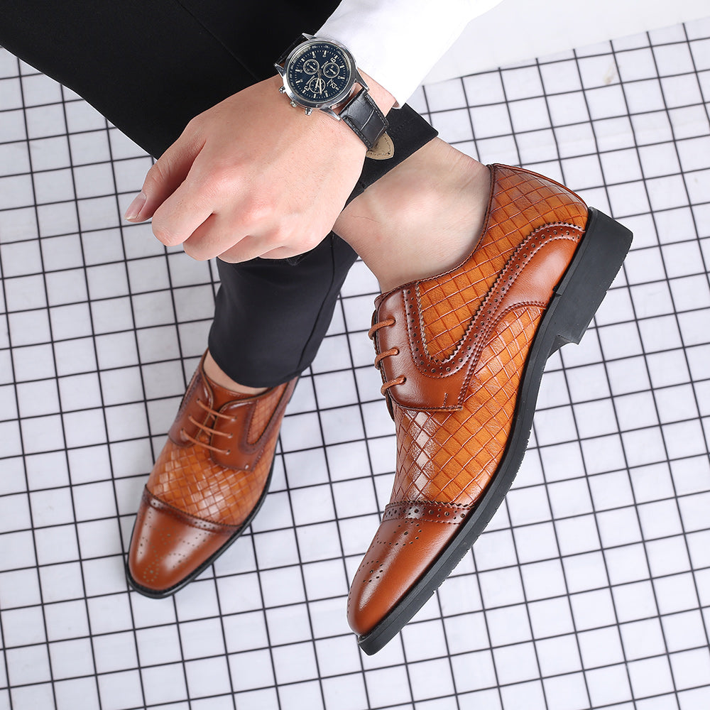 Men's Cap Toe Woven Derby Shoes