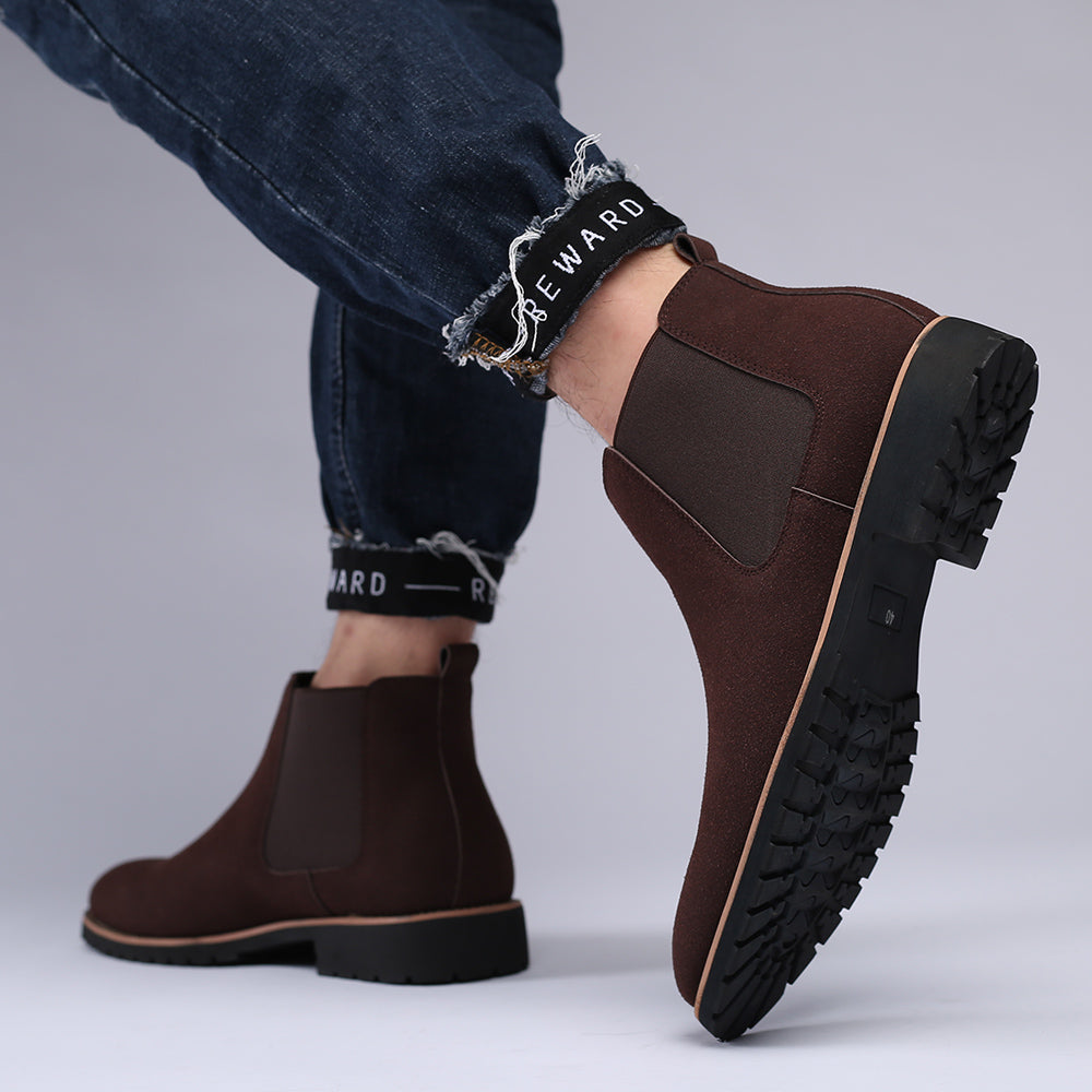 Botas Chelsea de ante para hombre con tacón de 1 pulgada