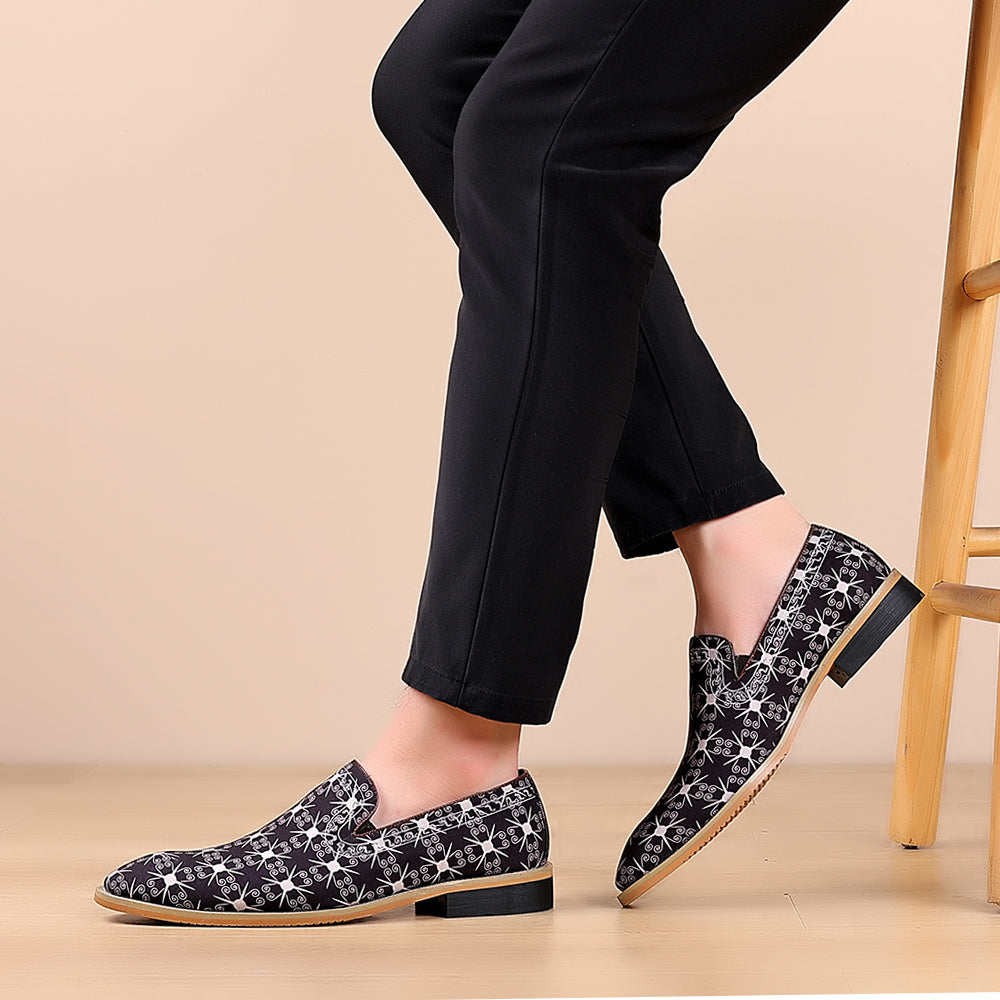 Men's Printed Smoking Loafers PU Leather