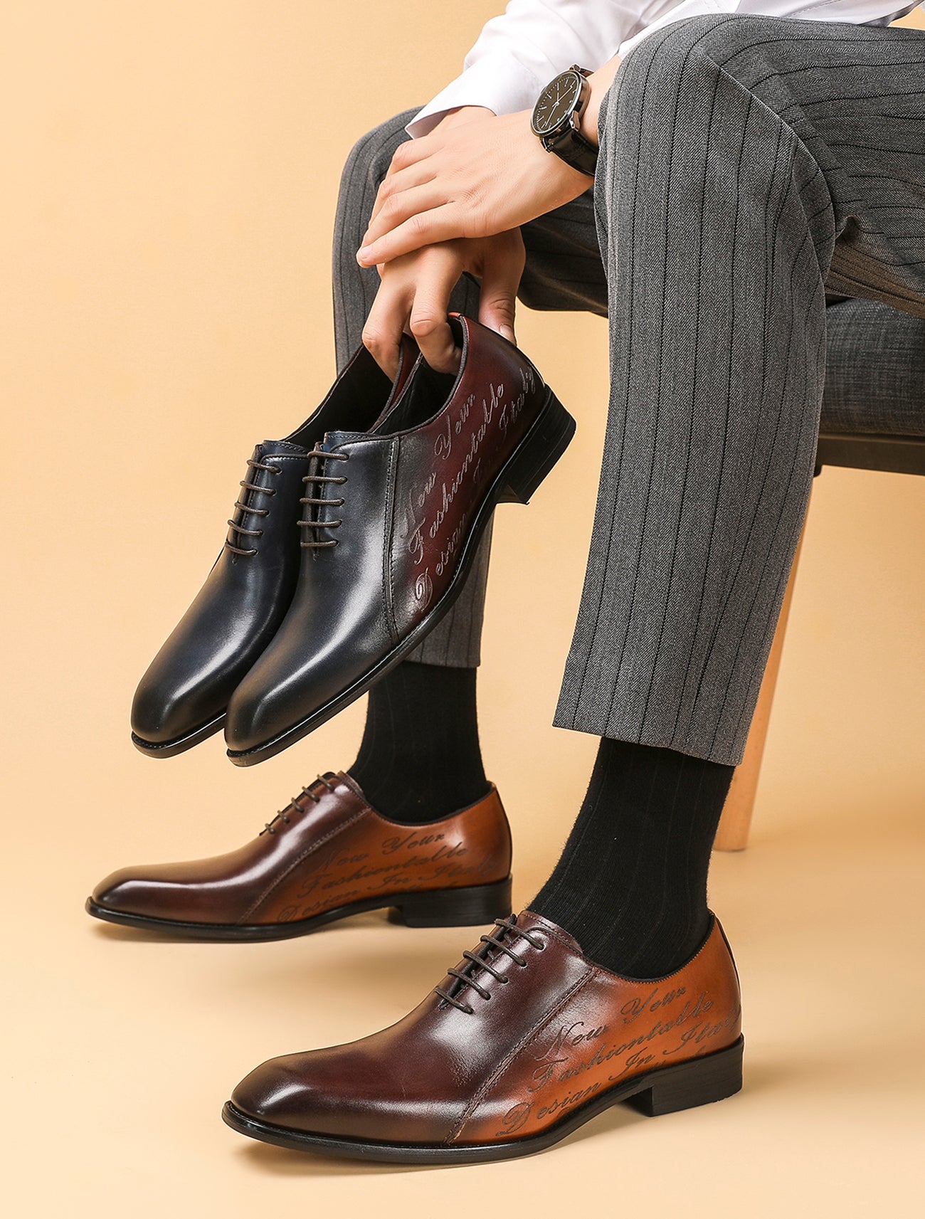 Zapatos formales Oxfords clásicos de cuero para hombre