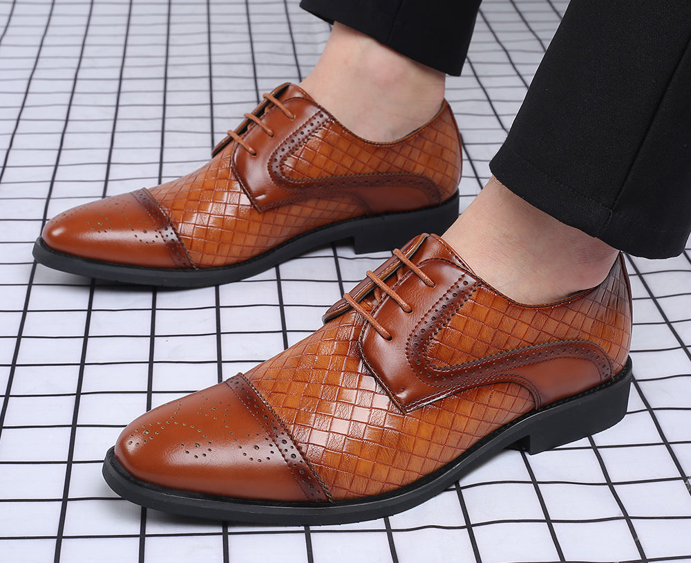 Men's Cap Toe Woven Derby Shoes