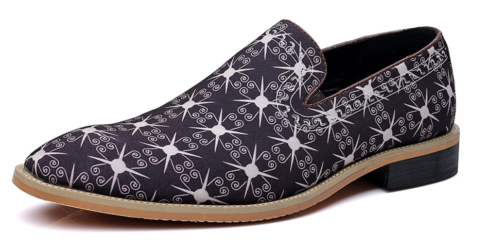 Men's Printed Smoking Loafers PU Leather