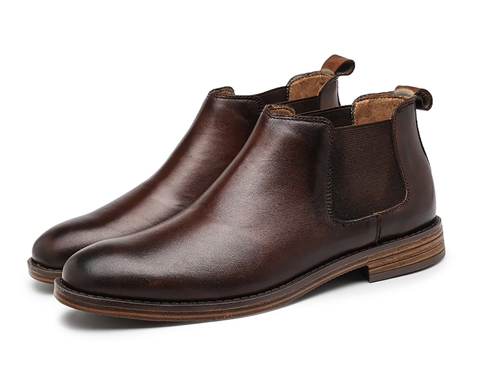 Botas Chelsea para hombre de piel con punta redonda 