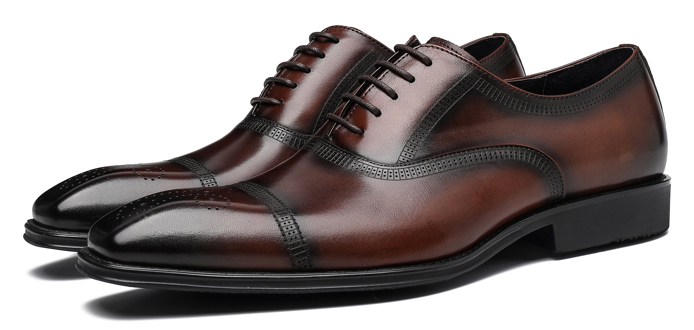 Zapatos Oxford formales de cuero con punta lisa para hombre 