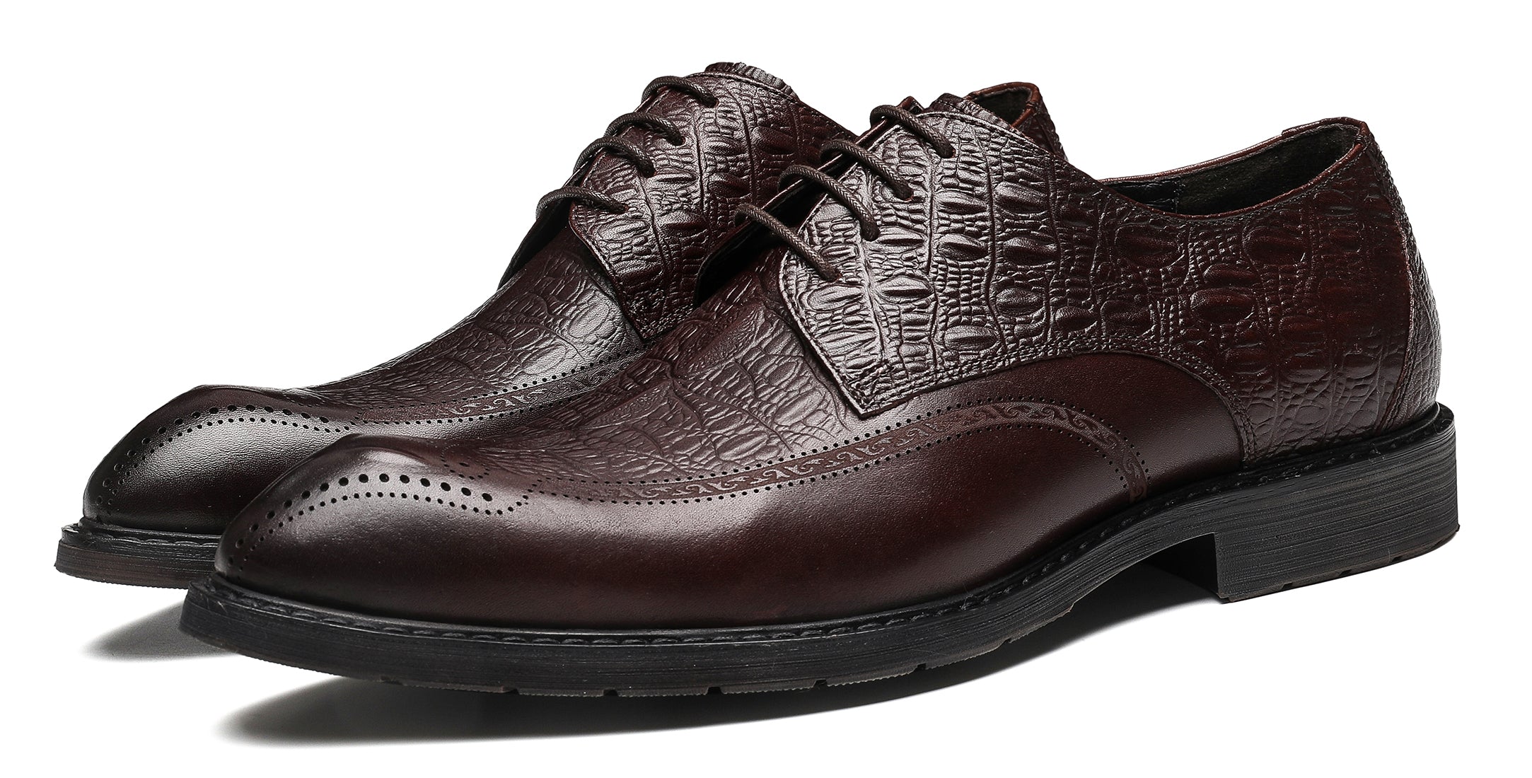 Derby Brogue de cuero genuino para hombre 