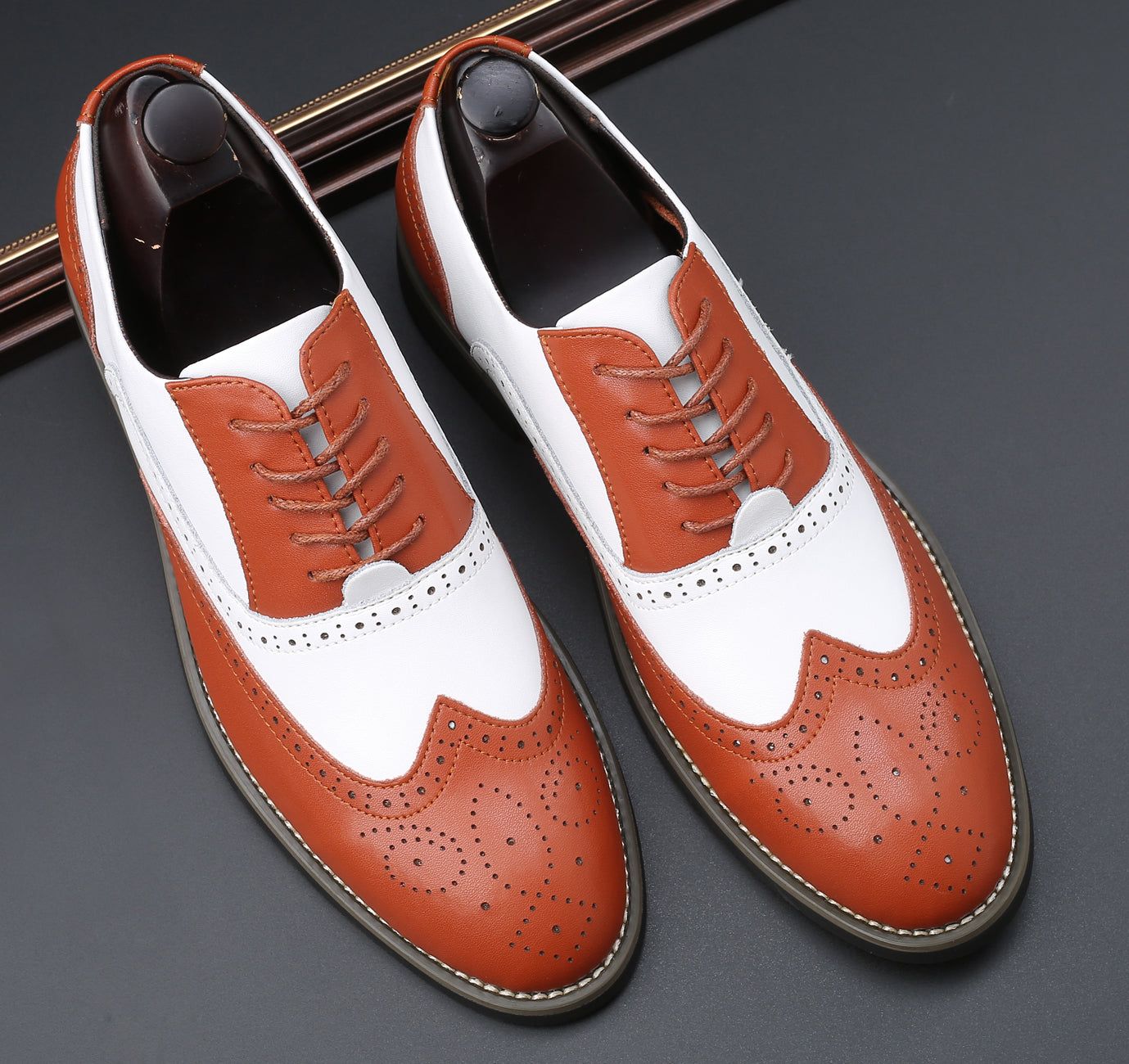 Zapatos Oxford clásicos Wingtip Brogue para hombre