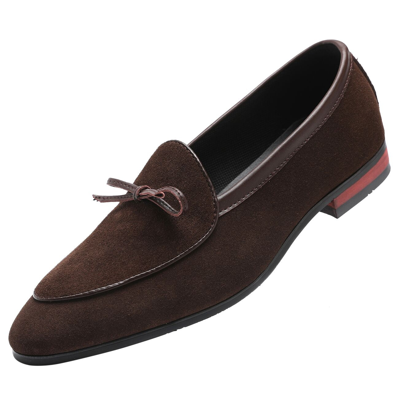 Men's Suede Bow Smoking Loafers Black Brown Tan