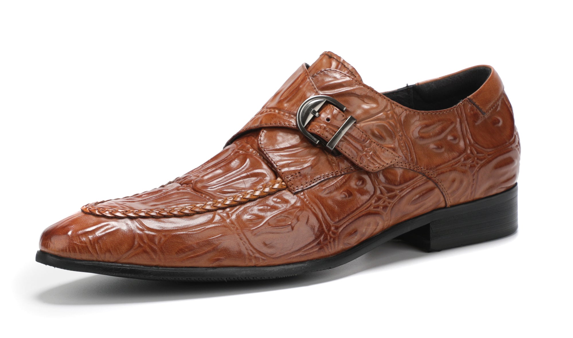Men's Alligator Buckle Slip On Leather Loafers