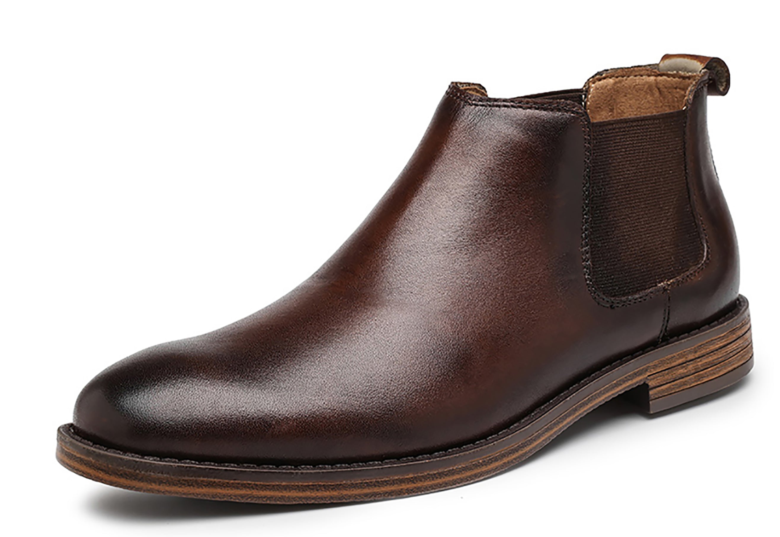 Botas Chelsea para hombre de piel con punta redonda 