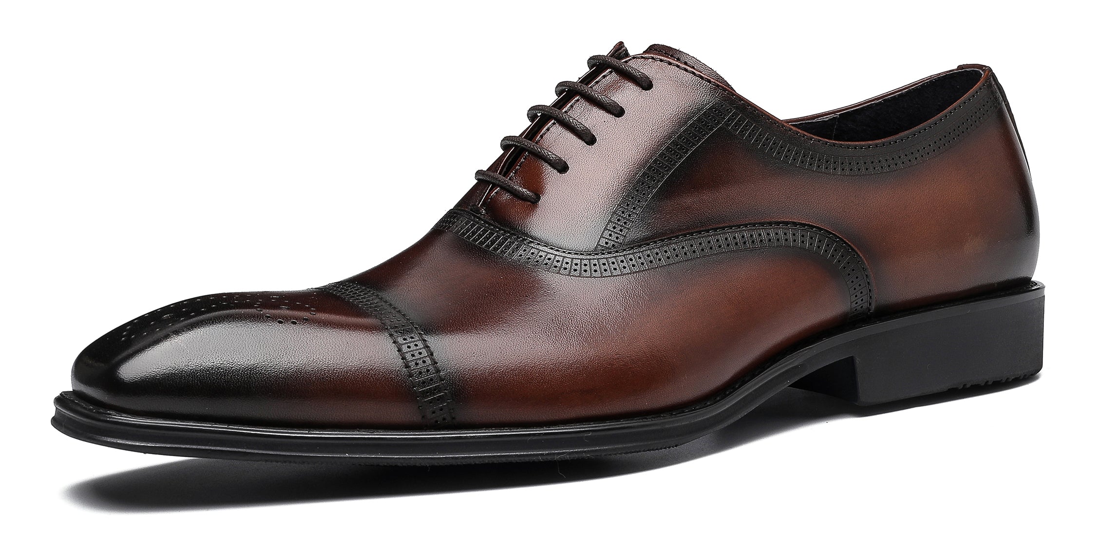 Zapatos Oxford formales de cuero con punta lisa para hombre 