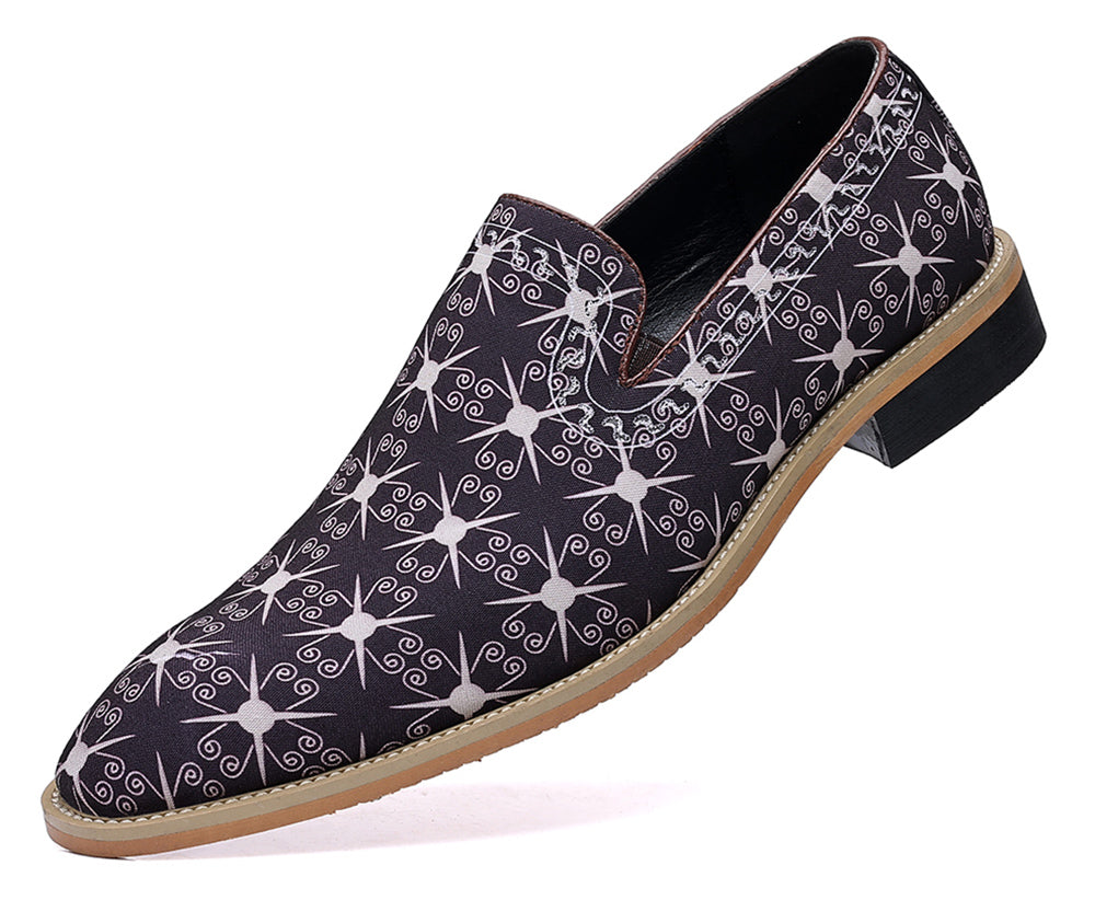 Men's Printed Smoking Loafers PU Leather