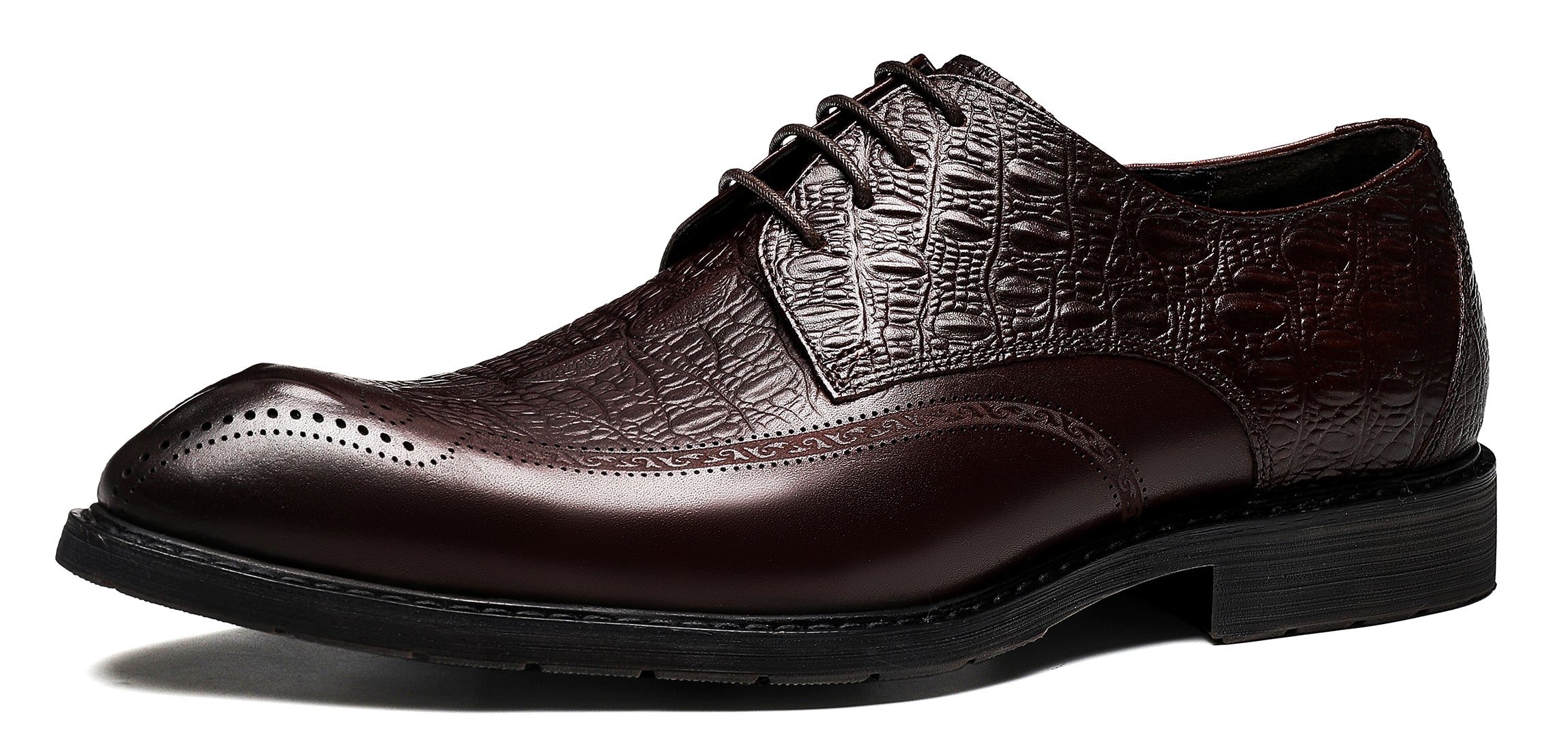 Derby Brogue de cuero genuino para hombre 