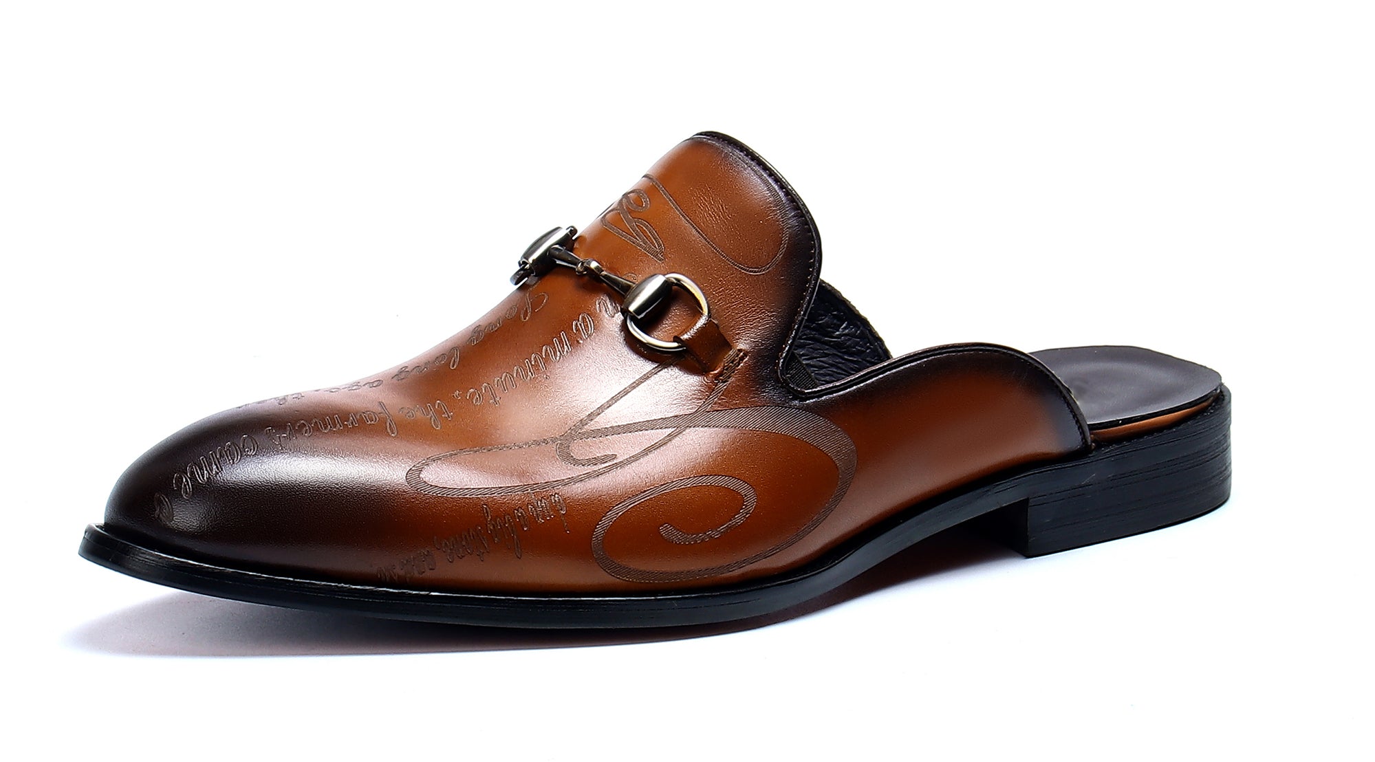 Men's Slip-On Buckle Leather Mules