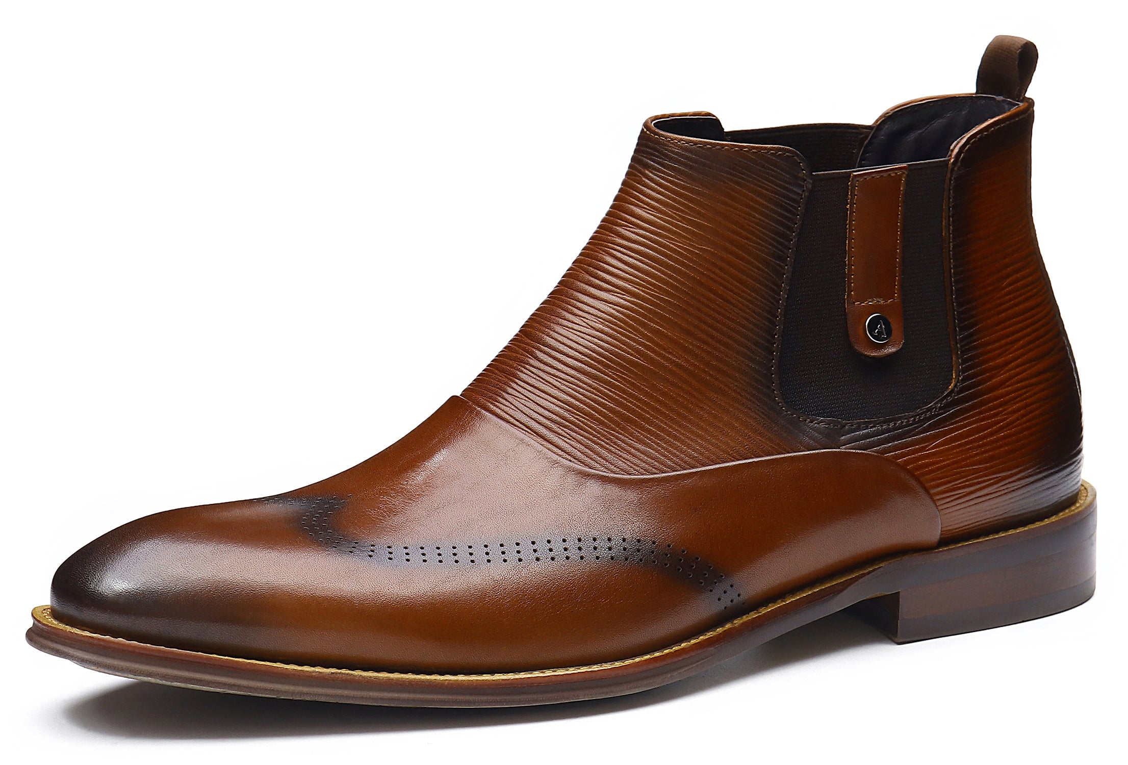 Botas Chelsea de cuero a la moda para hombre 