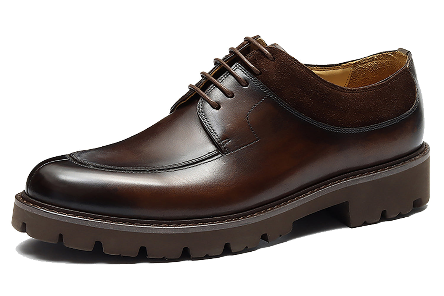 Derby de cuero formal con suela gruesa para hombre