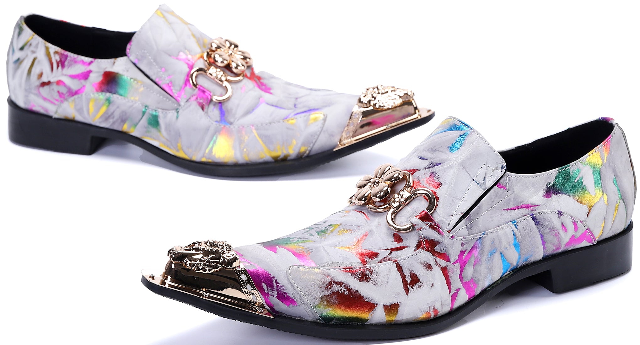 Men's Metal Tip Western Colorful Loafers