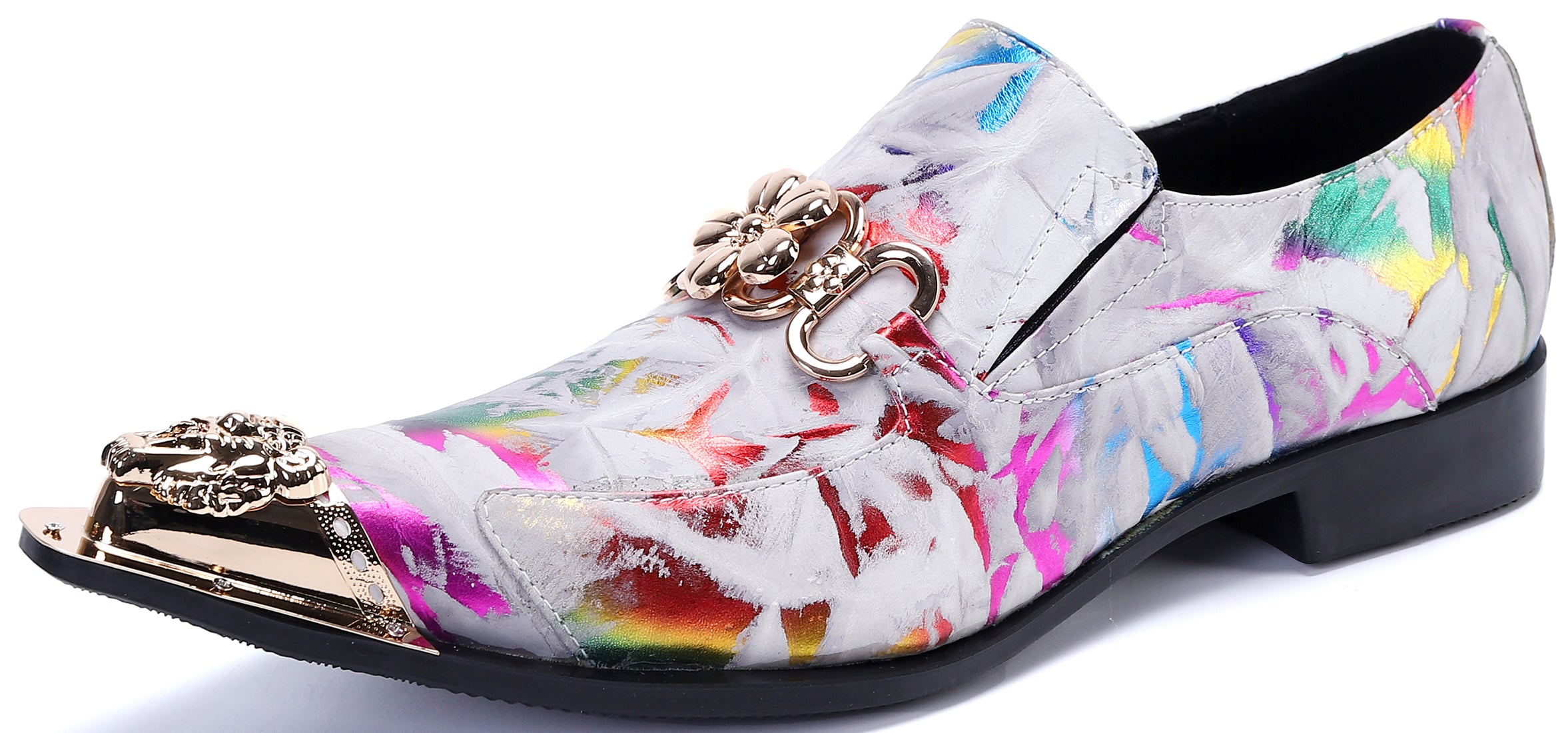 Men's Metal Tip Western Colorful Loafers