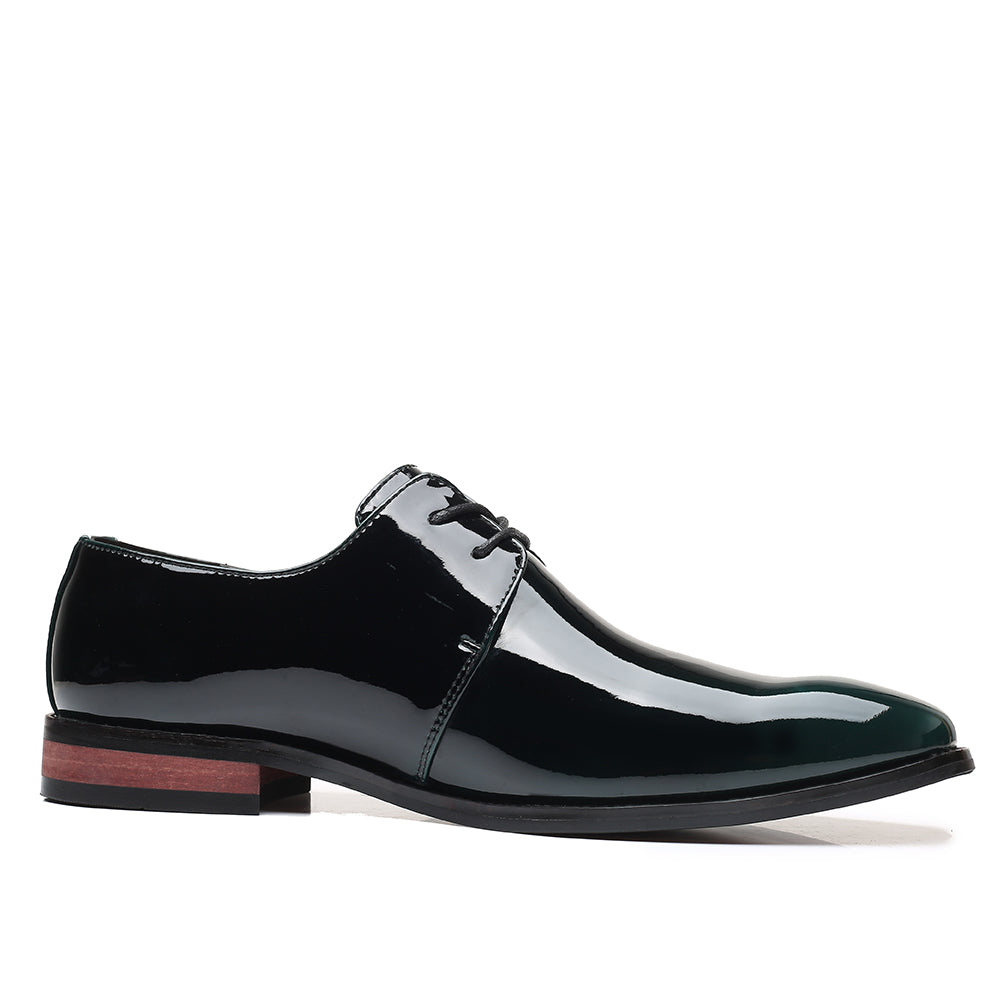 Zapatos Derby brillantes de cuero estampado para hombre