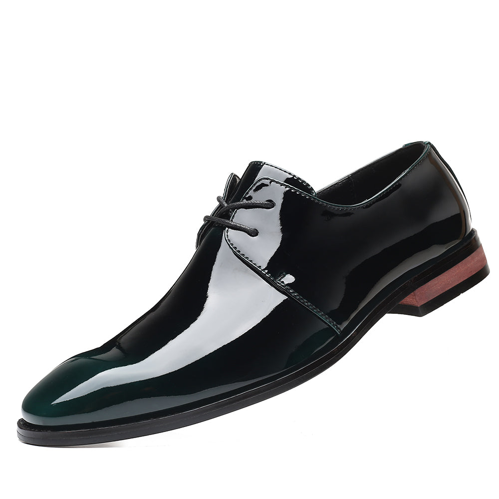 Zapatos Derby brillantes de cuero estampado para hombre