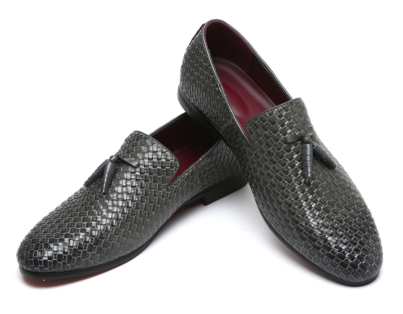 Mocasines con borlas tejidas para hombre Negro Azul Gris 