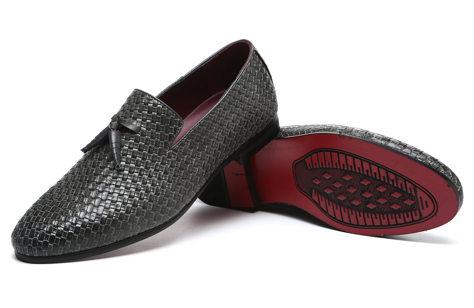 Men's Woven Tassel Loafers Black Blue Grey