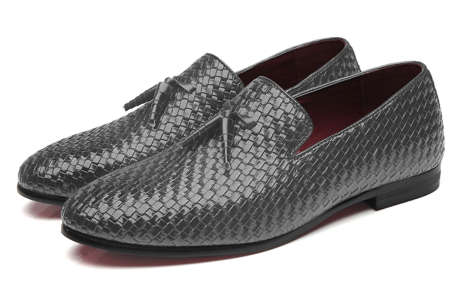 Men's Woven Tassel Loafers Black Blue Grey