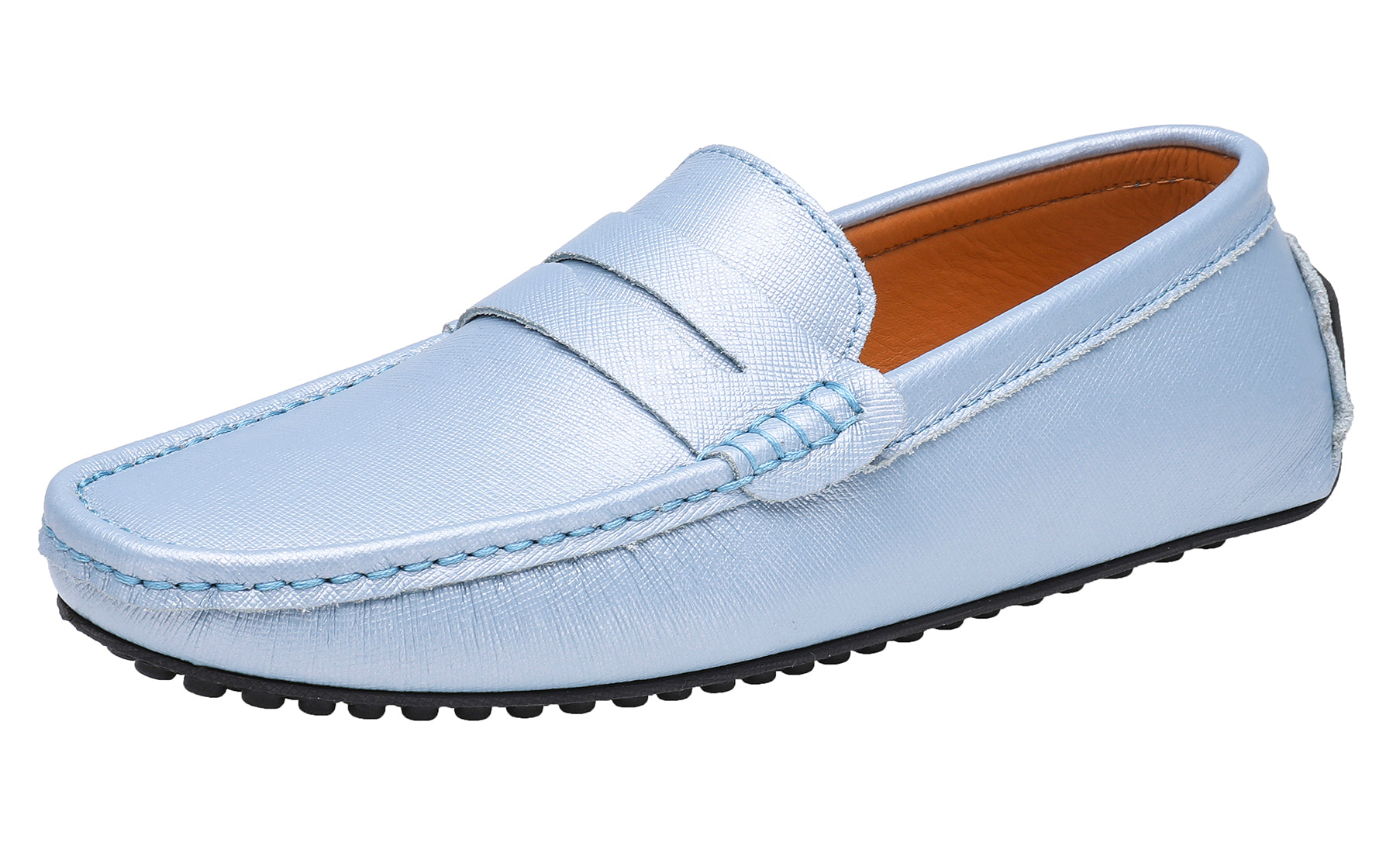 Mocasines de conducción lisos de cuero genuino para hombre