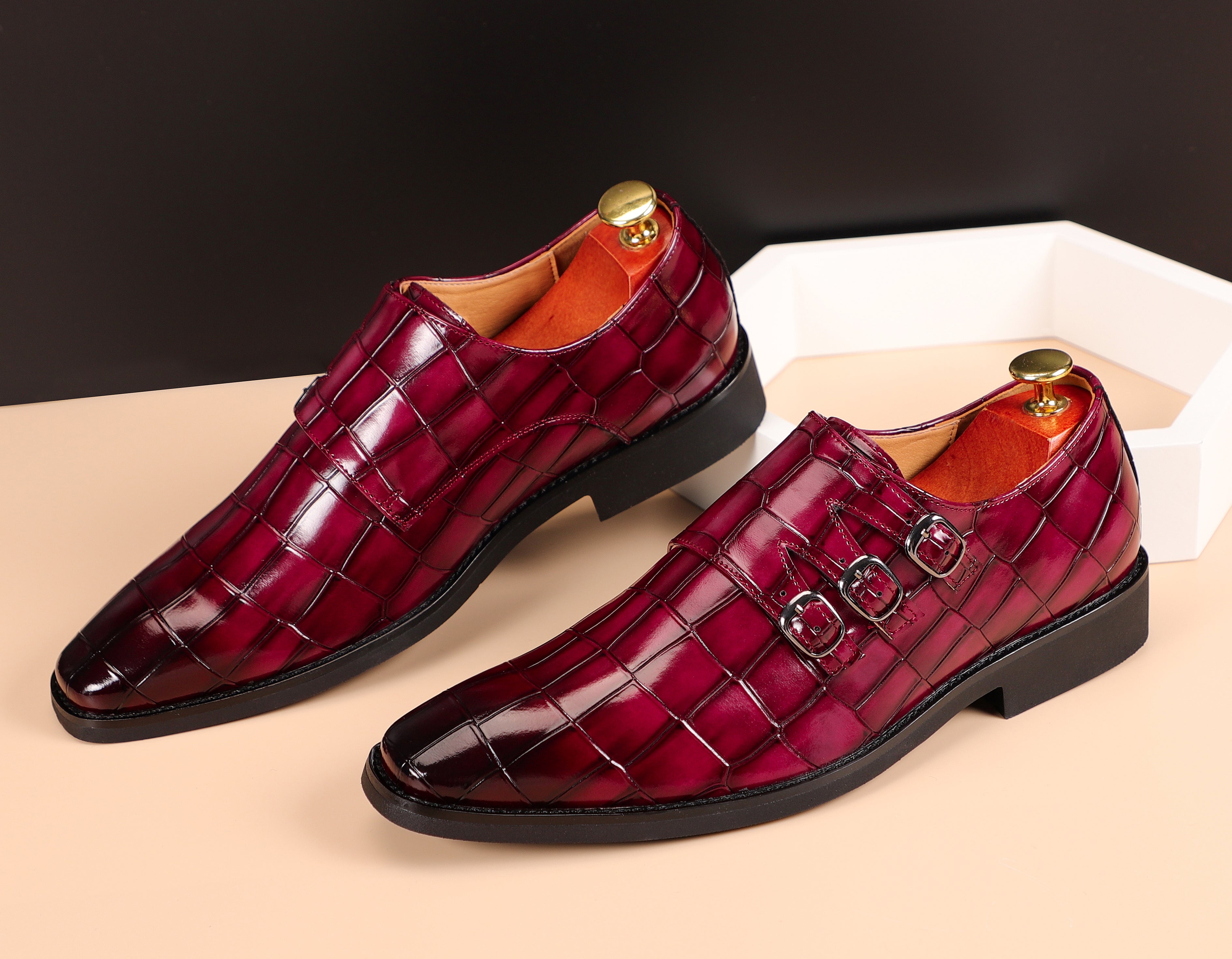 Men's Monk Strap Loafers Tripple Buckles