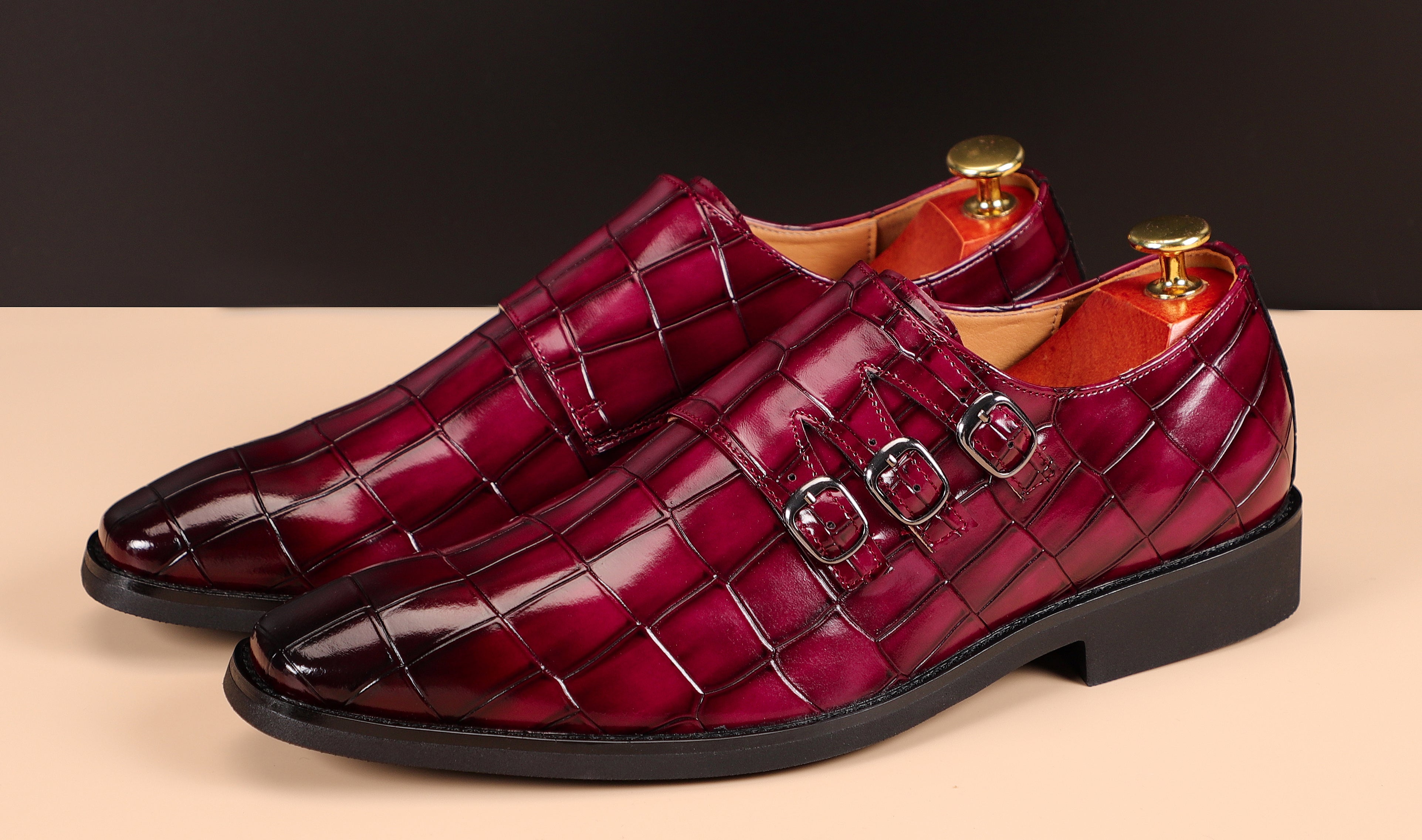 Men's Monk Strap Loafers Tripple Buckles