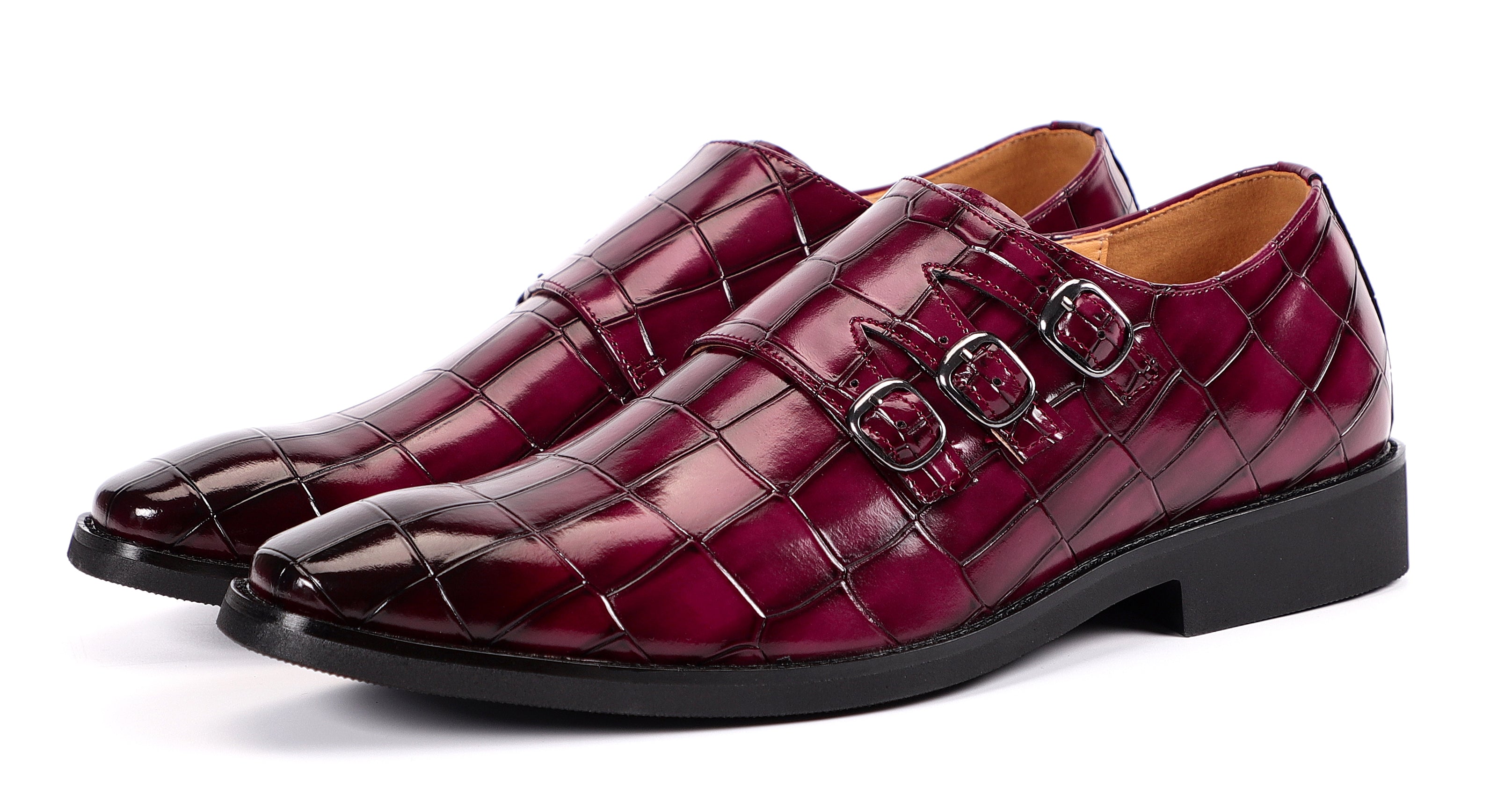 Men's Monk Strap Loafers Tripple Buckles