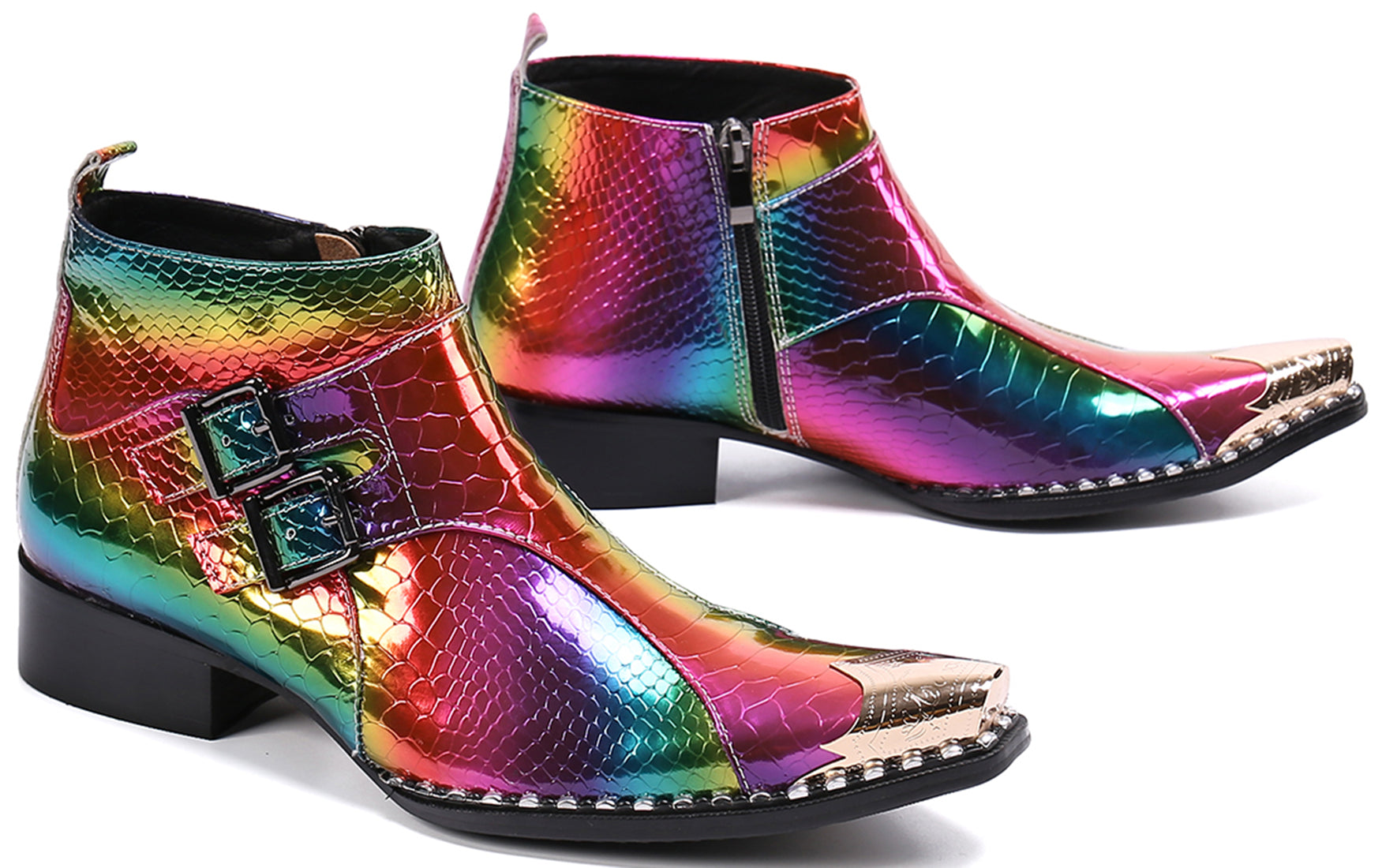 Men's Metal Tip Colorful Western Boots