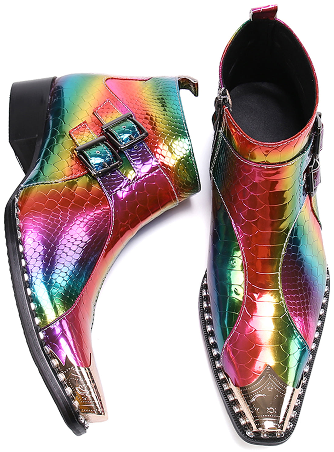 Men's Metal Tip Colorful Western Boots