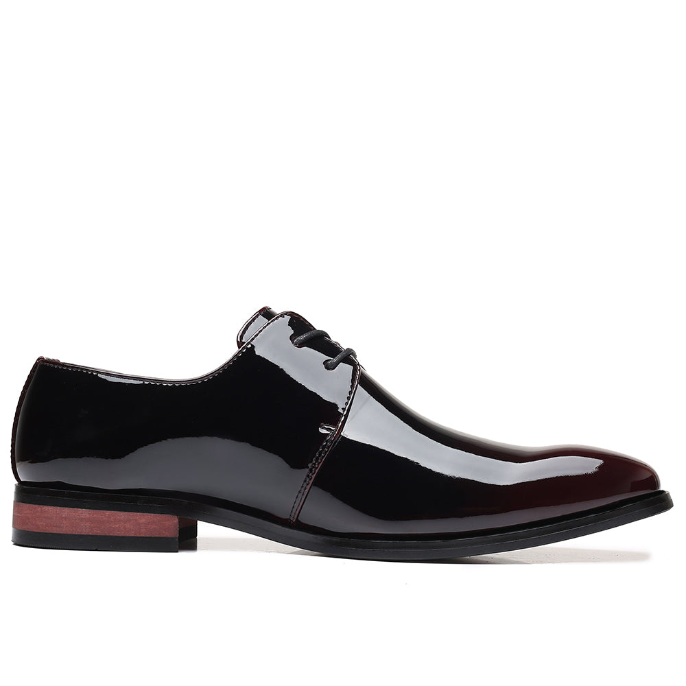 Zapatos Derby brillantes de cuero estampado para hombre