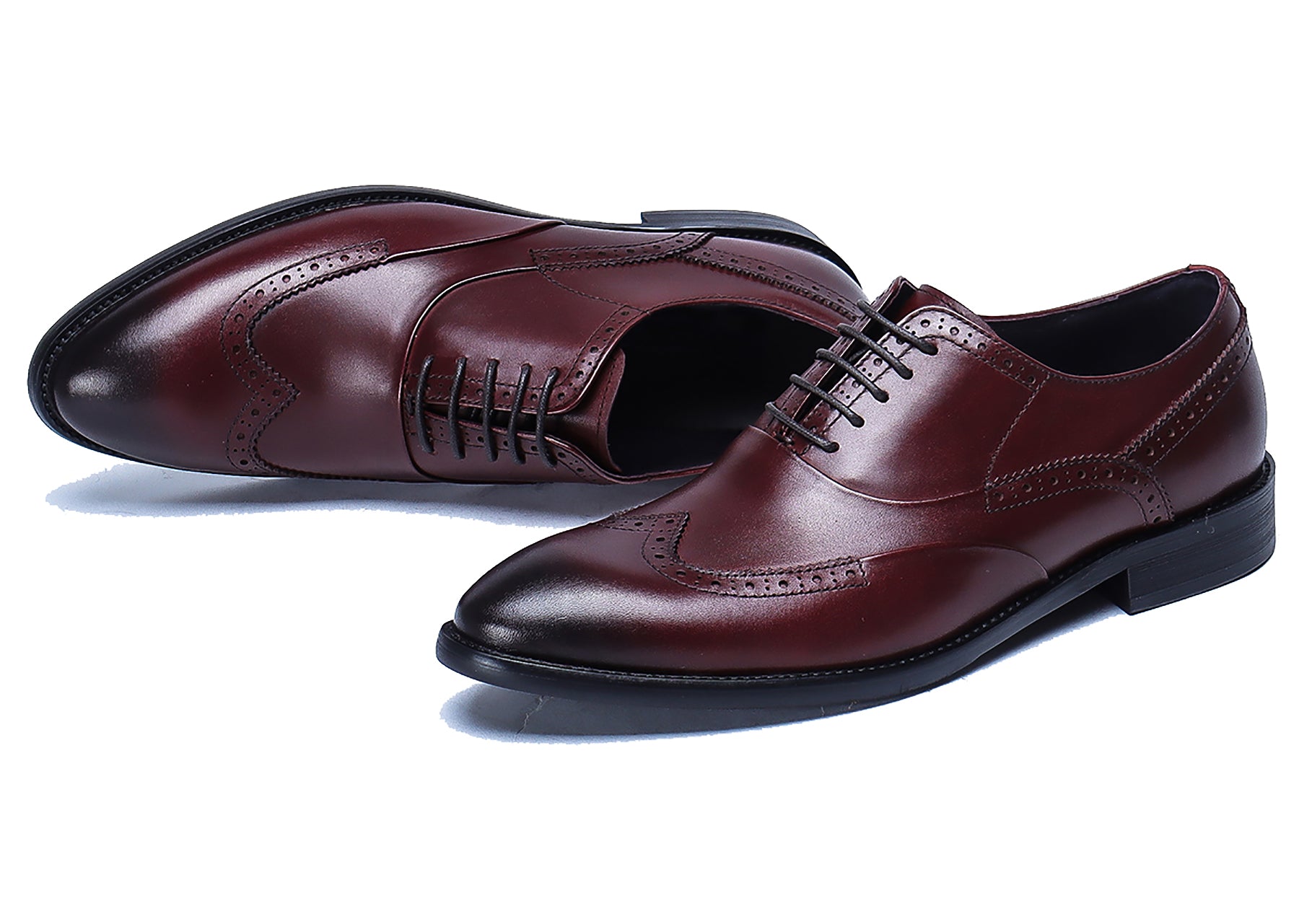 Zapatos Oxford de cuero con cordones para hombre 