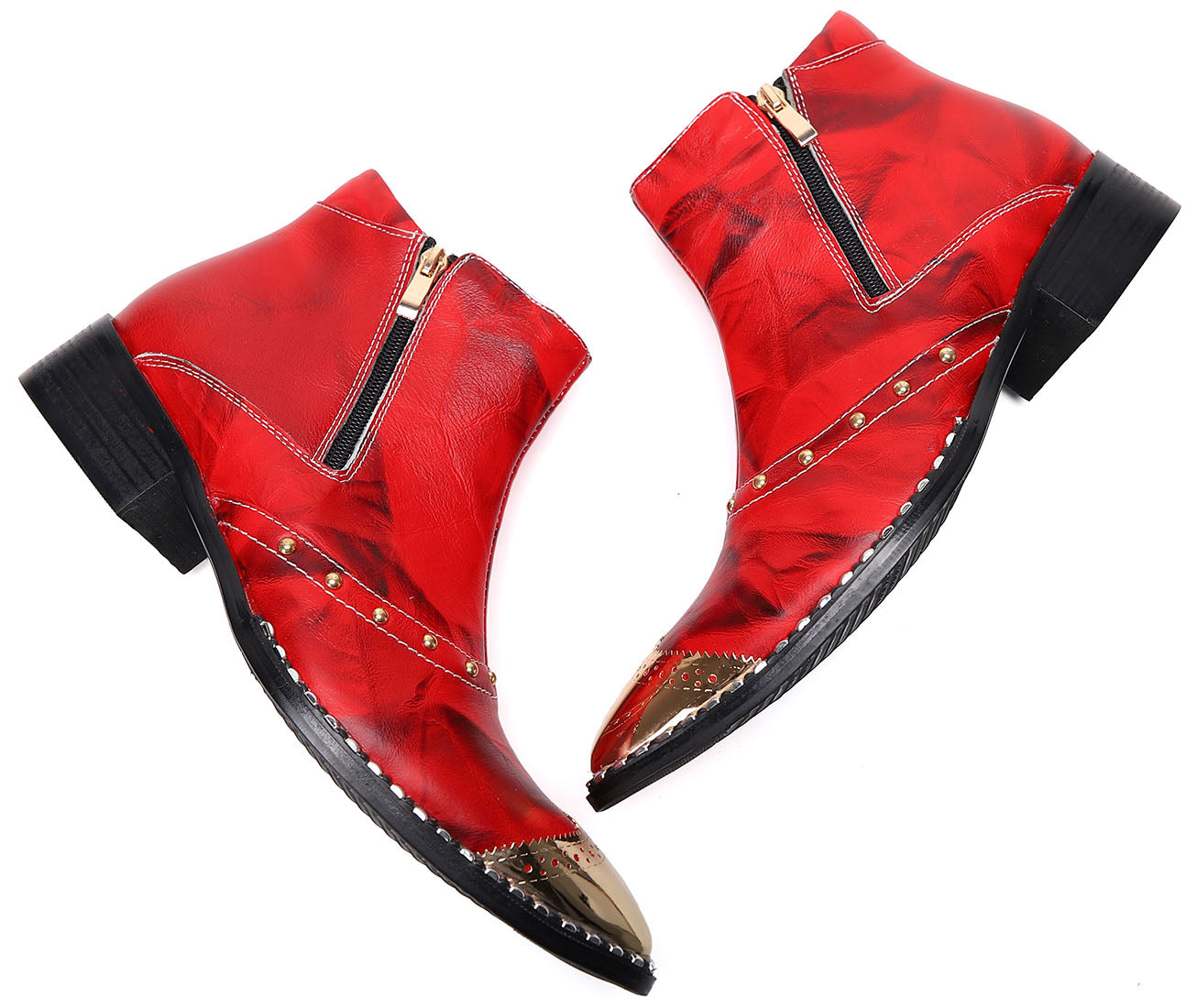 Men's Metal Tip Short Zipper Western Boots