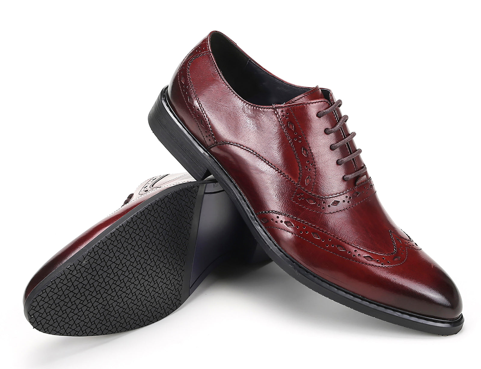 Zapatos Oxford de cuero con cordones para hombre