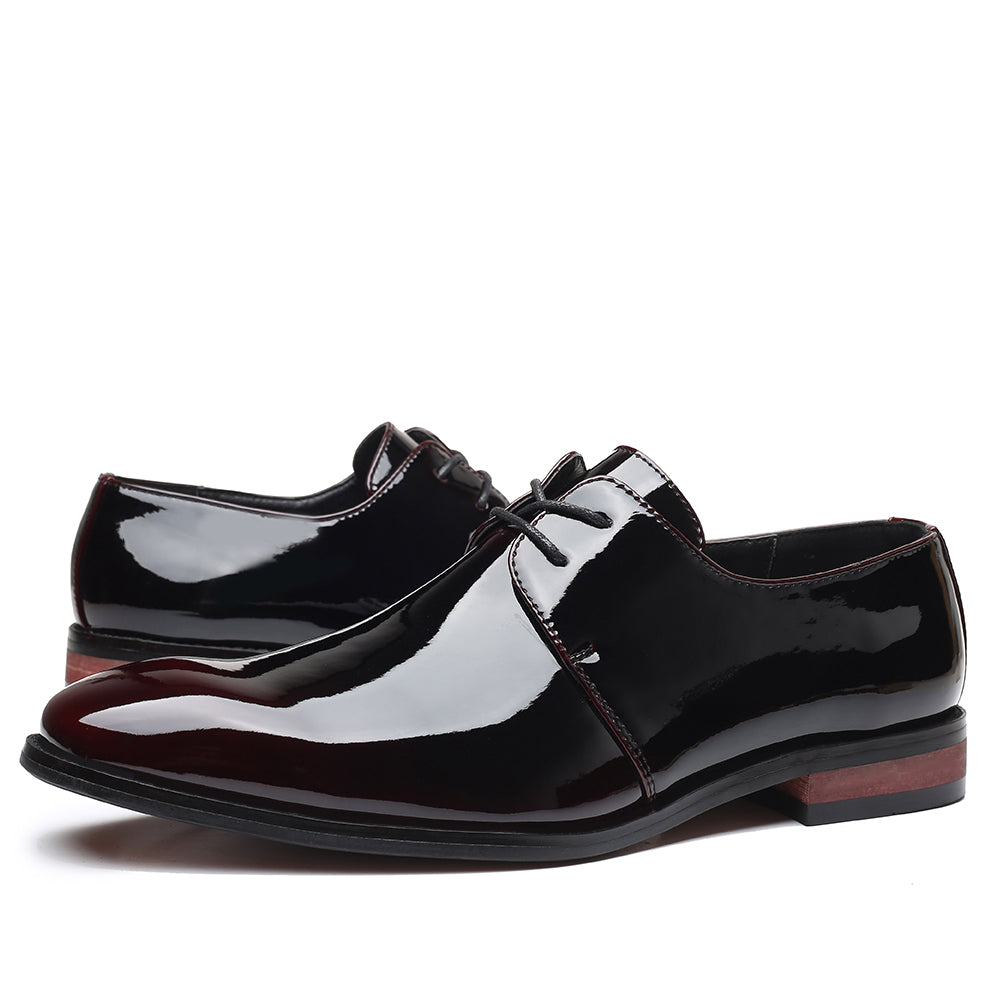 Zapatos Derby brillantes de cuero estampado para hombre