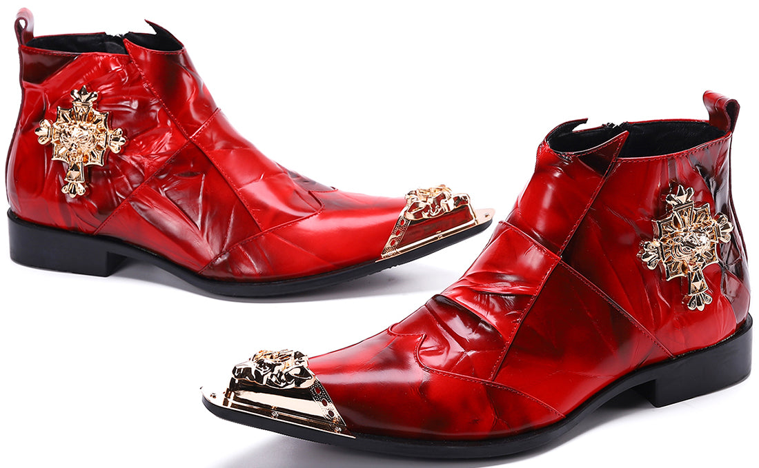 Botas occidentales de moda con punta de metal para hombre 