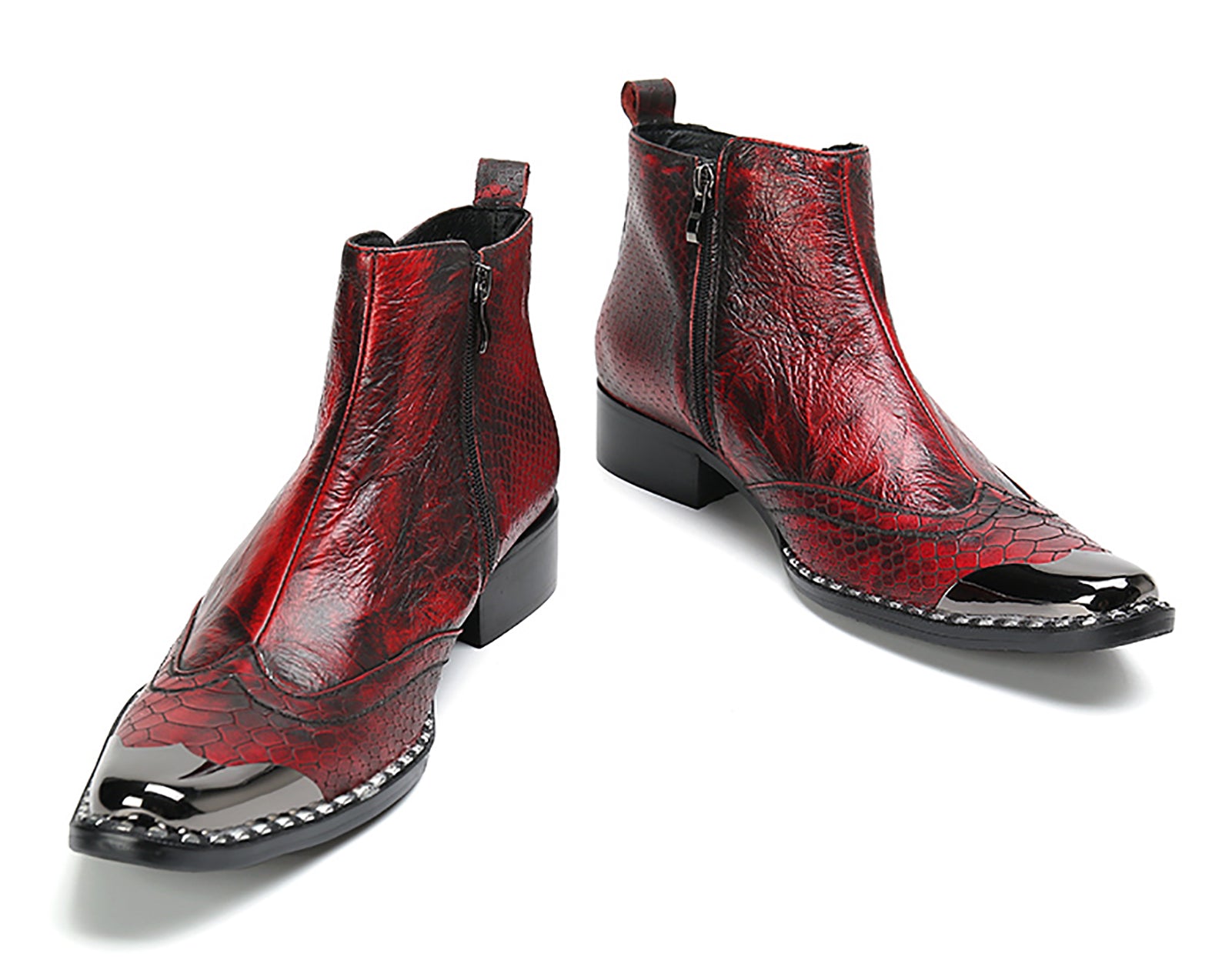 Men's  Western Boots Metal Tip Snake