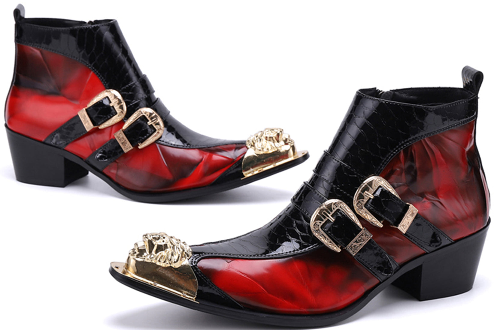 Men's Double Buckle Metal Tip Western Boots