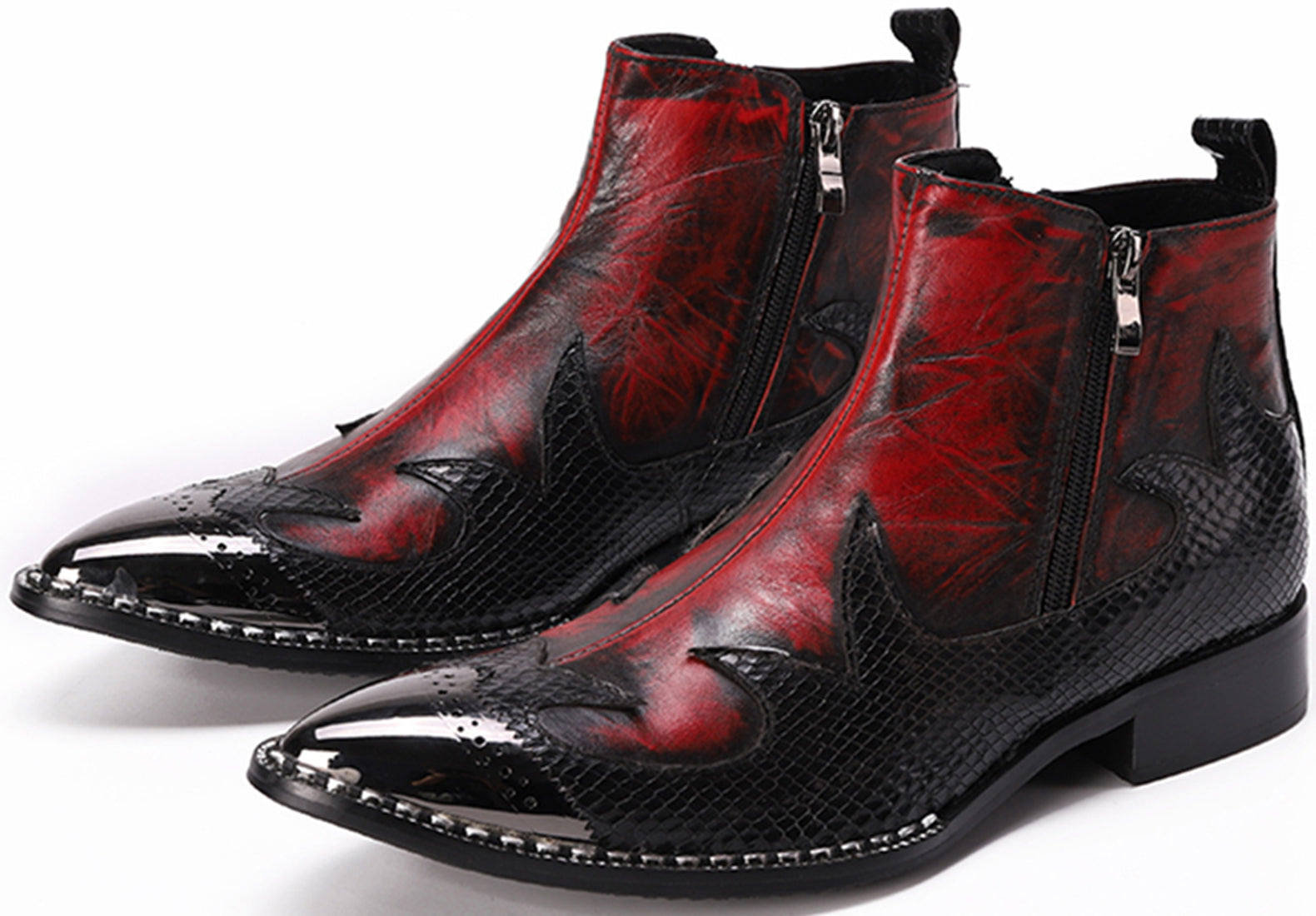 Botas occidentales con punta de metal con personalidad para hombre 