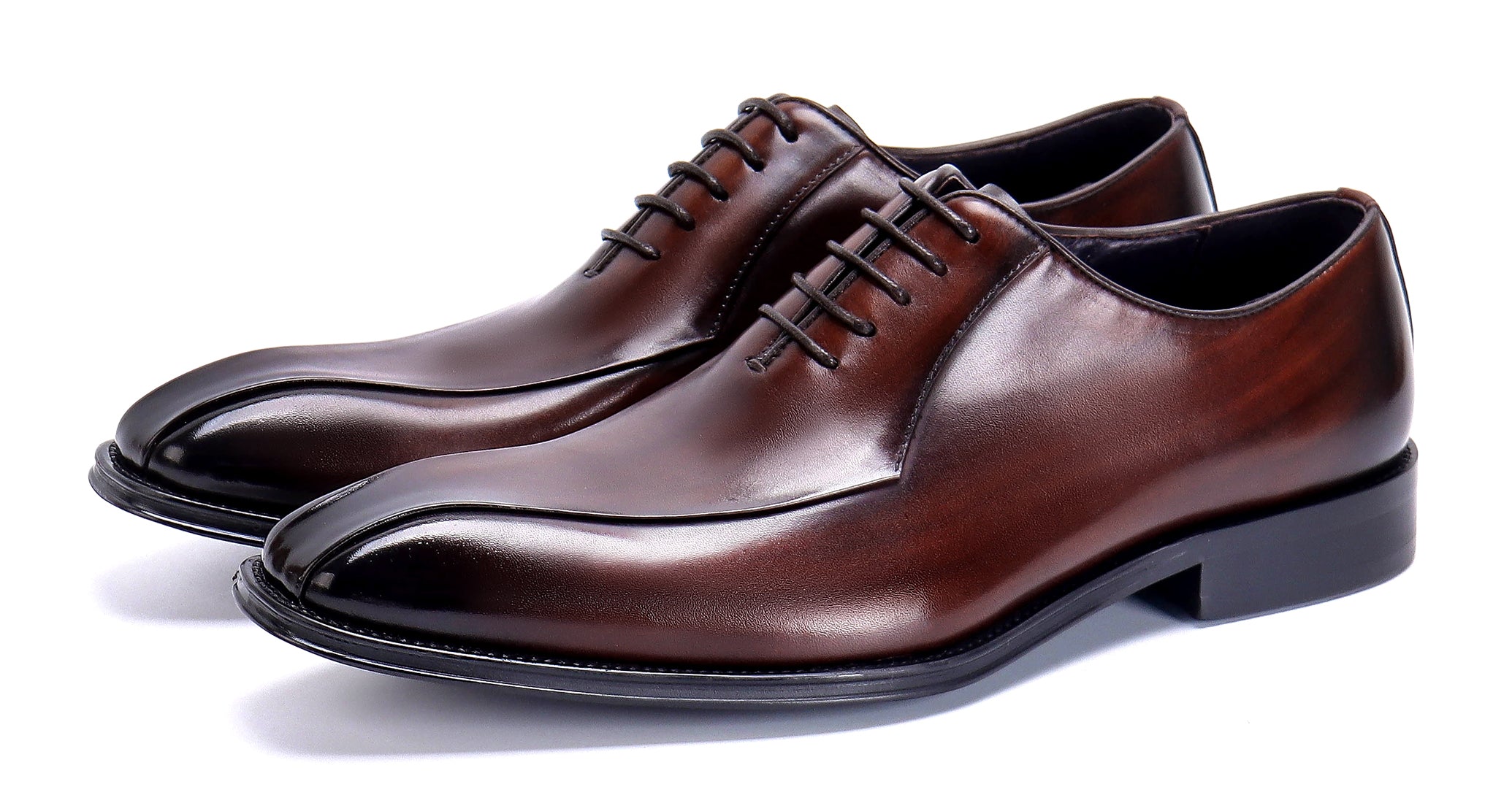 Zapatos Oxford formales de cuero con punta lisa para hombre 