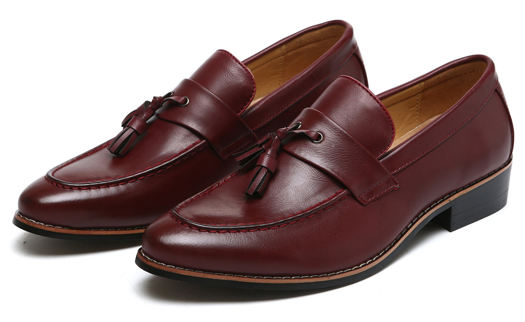 Men's Tassel Loafers Black Red Tan