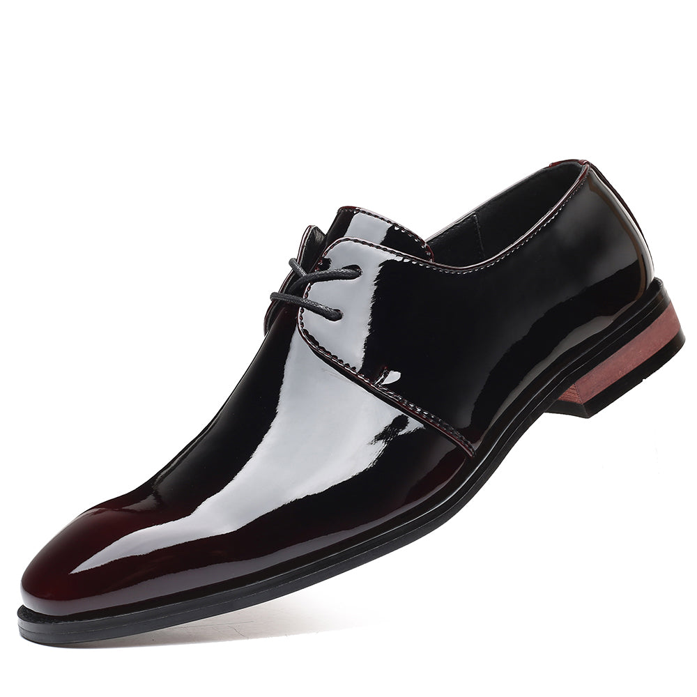 Zapatos Derby brillantes de cuero estampado para hombre