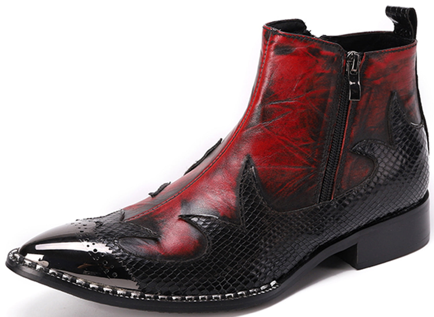 Botas occidentales con punta de metal con personalidad para hombre 